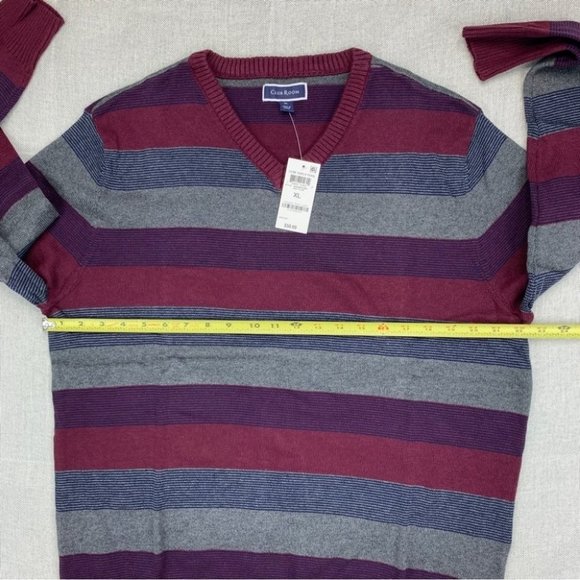 Club Room Men's Stripe V-Neck Sweater size XL - Picture 6 of 9